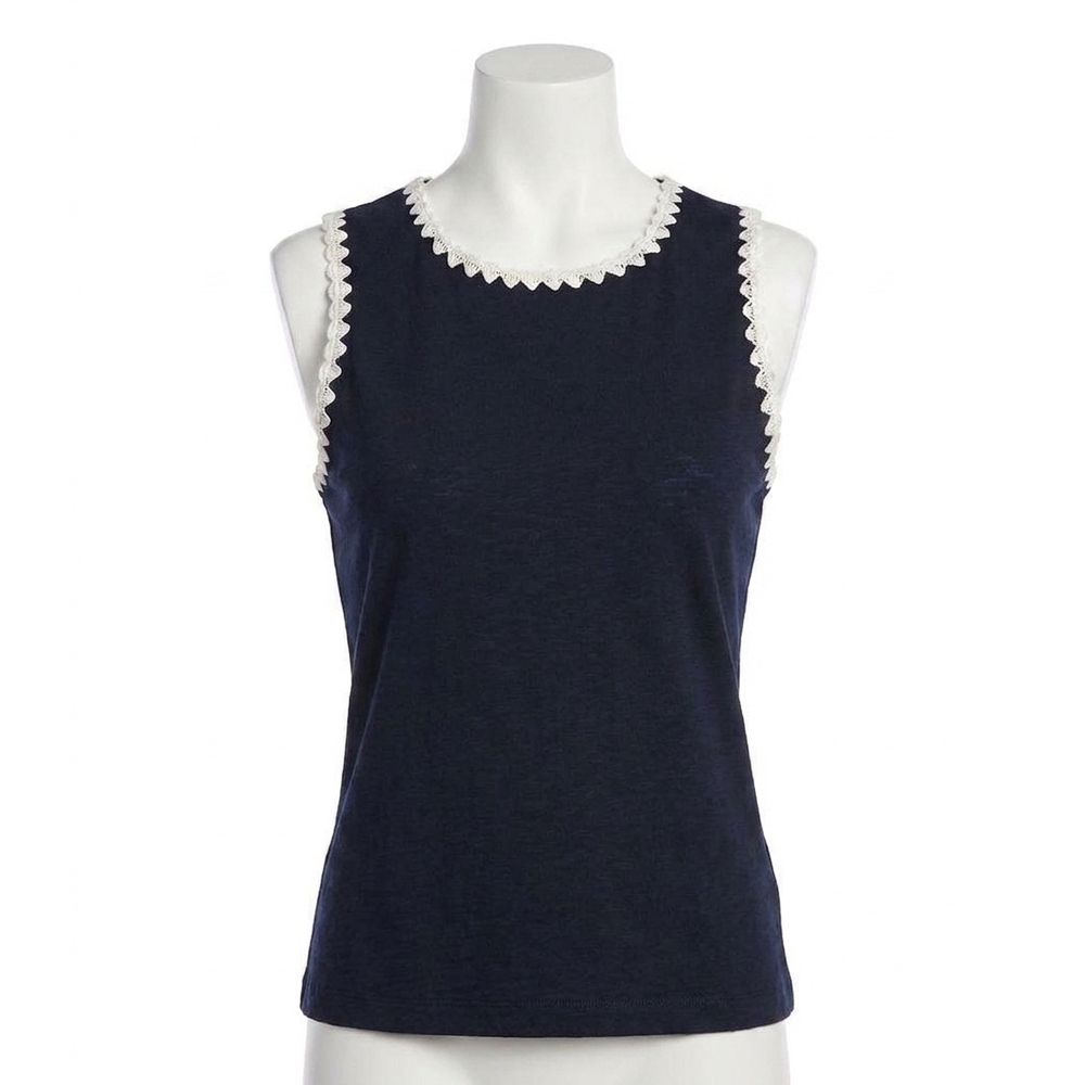 NEW KAREN KANE edge stitch contrast tank in navy